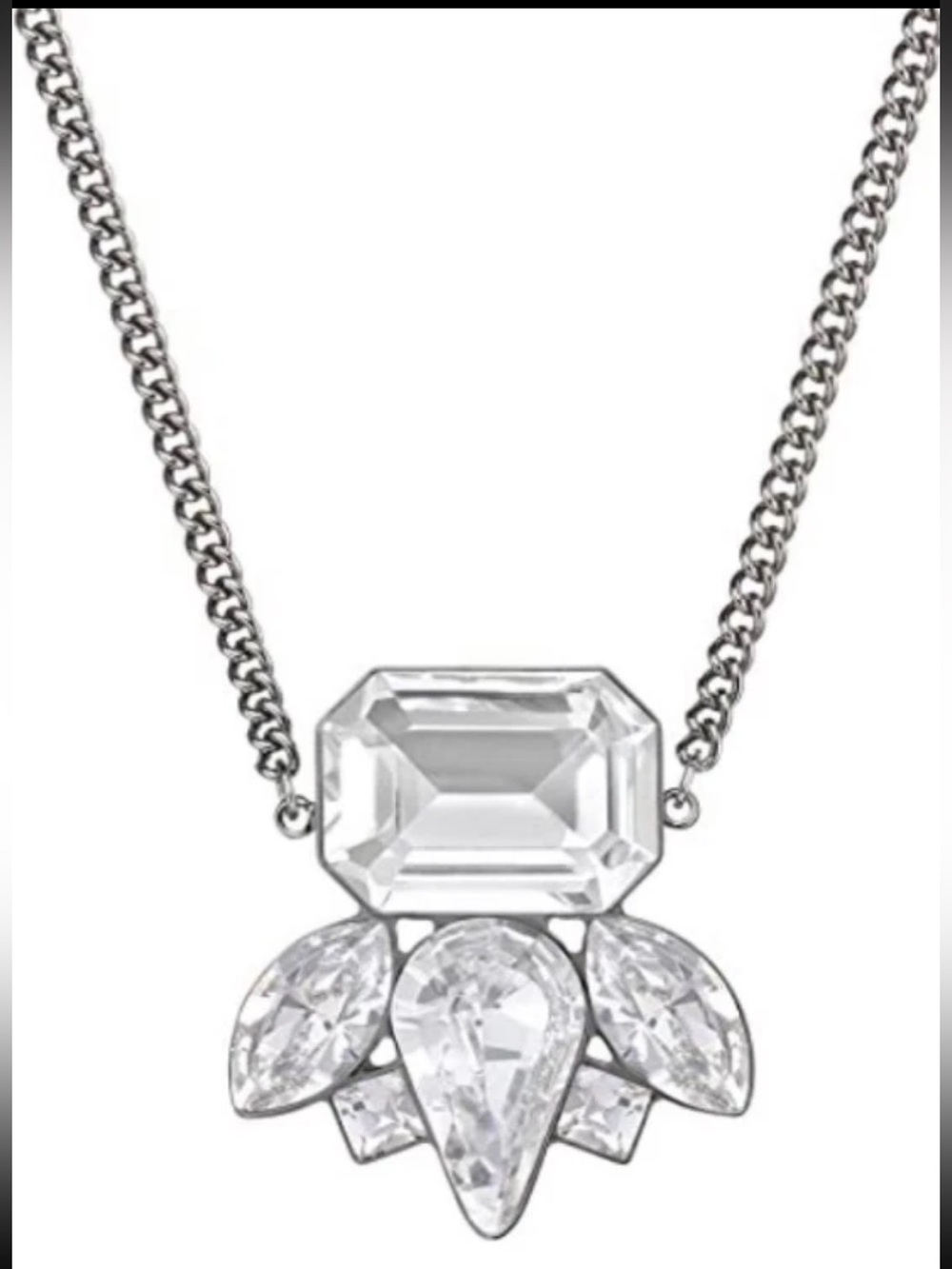 Swarovski Vona Pendant Crystal Necklace Adjustable Dark Silver